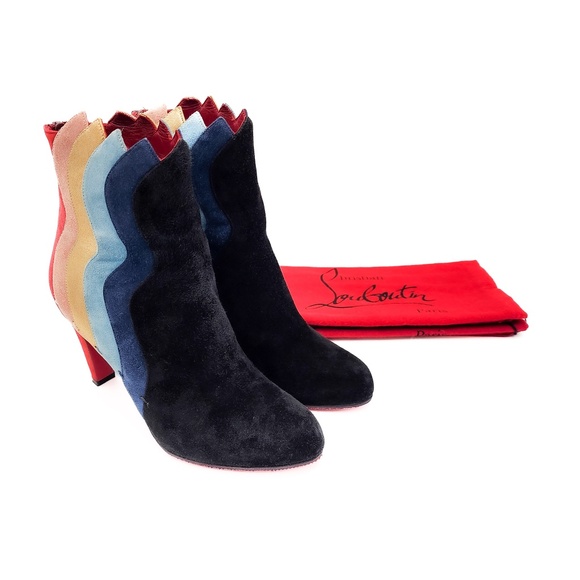 Christian Louboutin Suede Wave Zip Mid-Heel Ankle Boots EU 37.5 - Picture 8 of 8